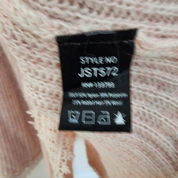 Pol Oversized Pink Babydoll Sweater Size Small Knit Lace Feminine Romantic - Picture 6 of 11